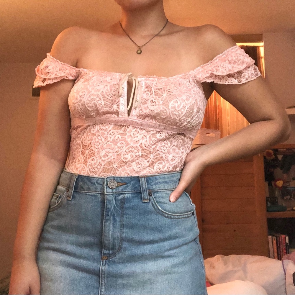 pink lace top